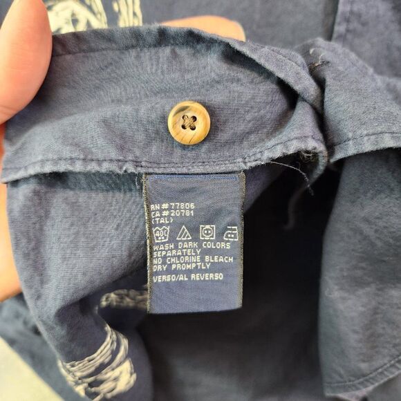 Tommy Hilfiger Hawaiian Shirt Mens Medium Blue Palm Trees Vintage Beach VTG - Picture 11 of 16